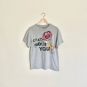 The Muppets Animal Crazy About You Graphic Gray T Shirt Adult size Large